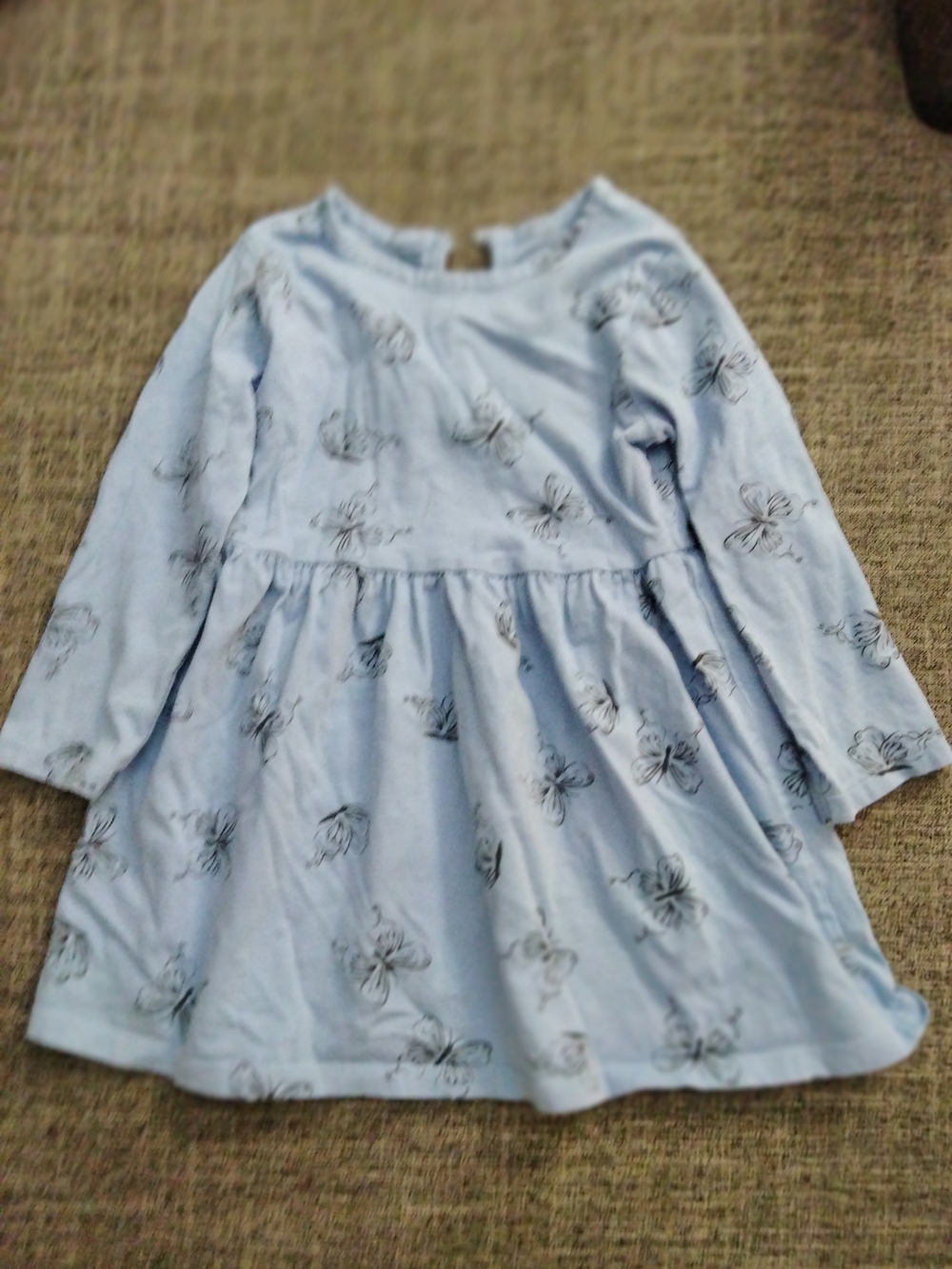 George Light Blue Floral Long Sleeve Girls' Dress